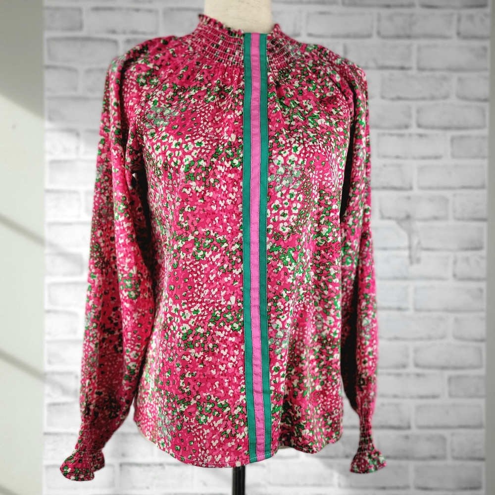 THML Lightweight Pink Floral Long Sleeve Blouse SZ S